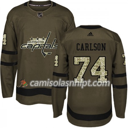 Camisola Washington Capitals John Carlson 74 Adidas 2017-2018 Camo Verde Authentic - Homem
